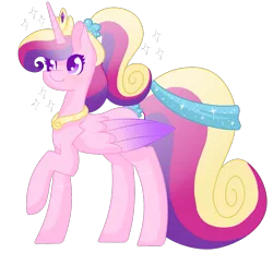 Size: 1079x1000 | Tagged: safe, artist:yokiix, derpibooru import, princess cadance, alicorn, pony, colored wings, crown, cute, cutedance, female, gradient wings, image, jewelry, mare, png, raised hoof, regalia, simple background, solo, transparent background, wings