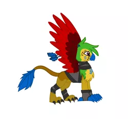 Size: 2003x1870 | Tagged: safe, artist:lyraalluse, derpibooru import, oc, oc:talitha featherclaw, unofficial characters only, bird, gryphon, parrot, griffon oc, image, jpeg, original character do not steal, simple background, solo, white background