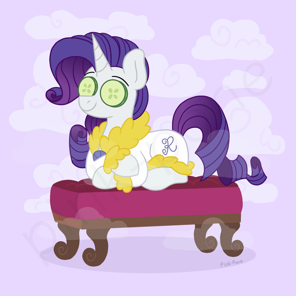 Size: 4000x4000 | Tagged: safe, artist:pink-pone, derpibooru import, rarity, pony, unicorn, bathrobe, clothes, covering eyes, cucumber, cute, food, image, png, robe, spa