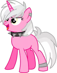 Size: 823x1049 | Tagged: safe, artist:cherryblossoms-bases, artist:pegasski, derpibooru import, oc, unofficial characters only, pony, unicorn, base used, choker, ear piercing, earring, eyelashes, horn, image, jewelry, open mouth, piercing, png, simple background, smiling, solo, spiked choker, transparent background, unicorn oc, vector