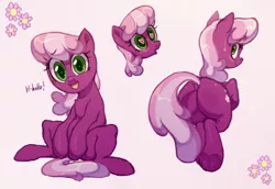 Size: 1306x896 | Tagged: safe, artist:toroitimu, derpibooru import, cheerilee, earth pony, pony, :o, blushing, butt, cheeribetes, cute, cutie mark, dock, female, flowerbutt, greeting, heart, image, looking at you, looking back, mare, open mouth, plot, png, rear view, simple background, sitting, smiling, solo, underhoof, wavy mouth, weapons-grade cute