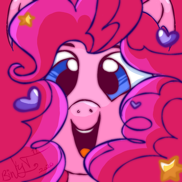 Size: 1000x1000 | Tagged: safe, artist:binkyt11, derpibooru import, pinkie pie, earth pony, pony, bust, derpibooru exclusive, female, fluffy mane, image, looking at you, mare, png, solo