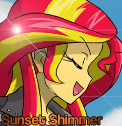 Size: 492x509 | Tagged: safe, artist:crimsonbugeye, artist:sachidashie, derpibooru import, edit, sunset shimmer, equestria girls, anime style, cropped, eyes closed, female, image, png, solo