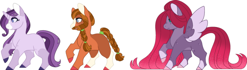 Size: 1280x364 | Tagged: safe, artist:jaysey, artist:klawiee, derpibooru import, oc, unofficial characters only, earth pony, pegasus, pony, unicorn, base used, image, magical gay spawn, magical lesbian spawn, offspring, parent:big macintosh, parent:fluttershy, parent:moonlight raven, parent:princess luna, parent:rockhoof, parent:starlight glimmer, parents:lunashy, parents:rockmac, parents:starlight raven, png