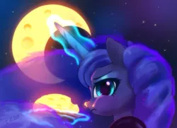 Size: 2243x1623 | Tagged: source needed, safe, artist:xbi, derpibooru import, princess luna, alicorn, pony, cheese moon, eating, edible heavenly object, image, jpeg, midnight snack, solo, transparent mane, transparent tail