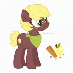 Size: 3200x3200 | Tagged: safe, artist:kazeronda, derpibooru import, oc, earth pony, pony, apple, food, image, jpeg, solo