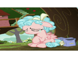 Size: 320x240 | Tagged: safe, derpibooru import, edit, edited screencap, screencap, cozy glow, pegasus, pony, marks for effort, animated, apple, apple tree, bags, balcony, bawling, bow, bush, cropped, crying, curly mane, dirt, female, filly, flower, food, freckles, gif, grass, image, poor thing, sad, small wings, sobbing, solo, stairs, teary eyes, tree, treehouse, wings, wrong aspect ratio