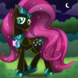 Size: 2048x2048 | Tagged: safe, artist:whitequartztheartist, derpibooru import, fluttershy, pegasus, pony, female, gameloft, gameloft interpretation, image, mare, night, nightmare fluttershy, nightmarified, png, solo