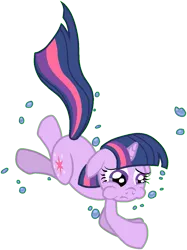 Size: 923x1233 | Tagged: safe, artist:scinstigator, artist:scintillant-h, derpibooru import, twilight sparkle, pony, unicorn, asphyxiation, drowning, female, floppy ears, image, mare, png, puffy cheeks, simple background, solo, swimming, transparent background, underwater, unicorn twilight