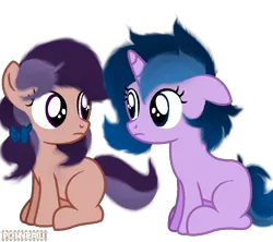 Size: 1000x886 | Tagged: safe, artist:indonesiarailroadpht, artist:ponyrailartist, derpibooru import, oc, oc:fluffy melody, oc:lavender adagio, unofficial characters only, earth pony, pony, unicorn, foal, image, png, show accurate, simple background, stare, transparent background