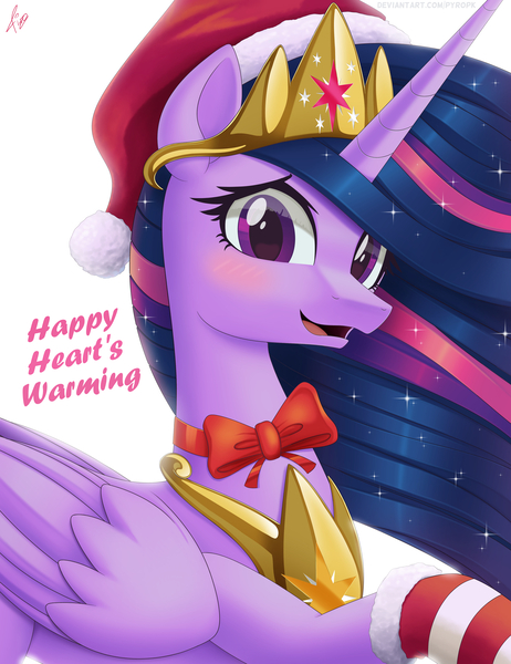 Size: 2500x3250 | Tagged: safe, artist:pyropk, derpibooru import, princess twilight 2.0, twilight sparkle, twilight sparkle (alicorn), alicorn, pony, the last problem, bow, christmas, clothes, crown, ethereal mane, female, folded wings, hat, hearth's warming eve, holiday, image, jewelry, jpeg, mare, misspelling, nervous, older, older twilight, open mouth, peytral, regalia, santa hat, socks, solo, starry mane, striped socks, wings