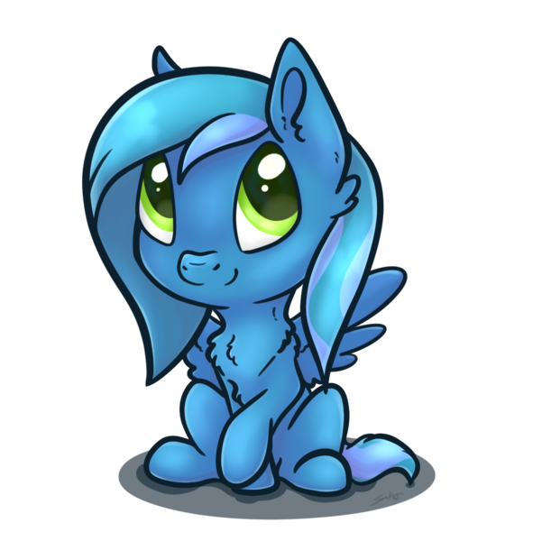 Size: 1397x1395 | Tagged: safe, artist:safizejaart, derpibooru import, oc, oc:thinker blue, unofficial characters only, pegasus, pony, chest fluff, chibi, image, looking at you, male, pegasus oc, png, simple background, sitting, smiling, solo, spread wings, transparent background, wings