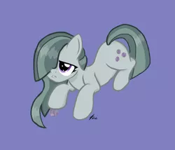 Size: 1699x1455 | Tagged: safe, artist:lennondash, derpibooru import, marble pie, earth pony, pony, cute, female, hair over one eye, image, lip bite, marble, marblebetes, mare, png, purple background, simple background, solo