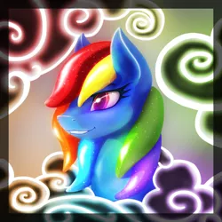 Size: 4000x4000 | Tagged: safe, artist:eltaile, derpibooru import, rainbow dash, pegasus, pony, cloud, female, food, image, jelly, png, shiny, smiling, solo