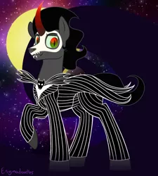 Size: 900x1000 | Tagged: safe, artist:enigmadoodles, derpibooru import, king sombra, pony, clothes, cosplay, costume, image, jack skellington, png, solo, the nightmare before christmas