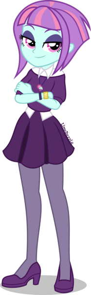 Size: 1400x4500 | Tagged: safe, artist:limedazzle, derpibooru import, sunny flare, equestria girls, absurd resolution, beautiful, casual, clothes, crossed arms, female, high heels, image, lidded eyes, old version, png, shoes, show accurate, simple background, smiling, solo, transparent background