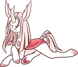 Size: 755x643 | Tagged: safe, artist:velnyx, derpibooru import, oc, oc:mantid orchid, changedling, changeling, female, image, lying down, png, prone, simple background, solo, transparent background