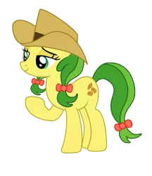 Size: 1662x1925 | Tagged: safe, artist:three uncle, derpibooru import, apple fritter, earth pony, pony, apple family member, bow, cowboy hat, female, grin, hair bow, hat, image, mare, png, pple family member, simple background, smiling, transparent background