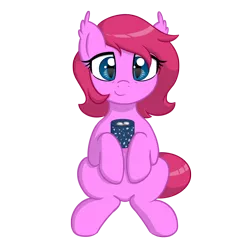 Size: 1500x1500 | Tagged: safe, artist:15.1.14, derpibooru import, oc, oc:cheery bell, unofficial characters only, bat pony, pony, derpibooru community collaboration, 2021 community collab, bat pony oc, bat wings, chocolate, food, hot chocolate, image, marshmallow, png, simple background, solo, transparent background, wings