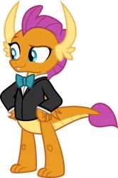 Size: 900x1356 | Tagged: safe, artist:cherrygrove, derpibooru import, smolder, dragon, bowtie, bowties are cool, clothes, dragoness, elegant, female, image, png, simple background, solo, suit, transparent background, vector