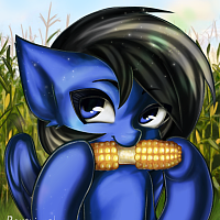 Size: 200x200 | Tagged: safe, artist:ronarinych, derpibooru import, oc, oc:driftor, unofficial characters only, pegasus, pony, commission, corn, corn on the cob, cute, eating, field, food, herbivore, image, looking at you, pegasus oc, png, solo, sunshine, wings, ych result