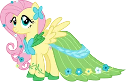 Size: 4608x3000 | Tagged: safe, artist:cloudyglow, derpibooru import, fluttershy, pegasus, pony, the best night ever, clothes, dress, gala dress, image, png, simple background, solo, transparent background, vector