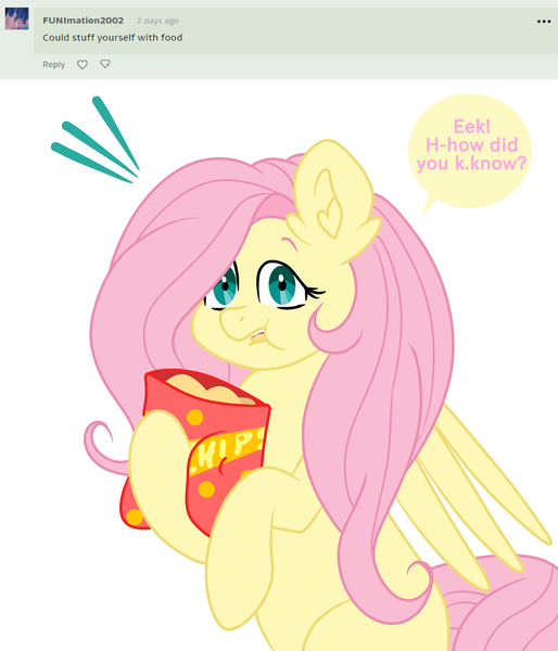 Size: 2592x3024 | Tagged: safe, artist:nightydream, derpibooru import, fluttershy, pony, series:ask fluttershy, chips, food, image, png, potato chips, simple background, solo, white background