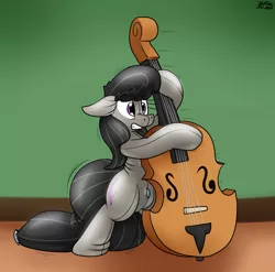 Size: 1877x1853 | Tagged: safe, artist:the-furry-railfan, derpibooru import, octavia melody, earth pony, inflatable pony, pooltoy pony, air nozzle, bipedal, cello, falling, floppy ears, gritted teeth, image, inflatable, musical instrument, panic, png, pool toy, seams, slipping, squishy