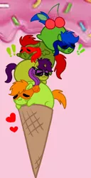 Size: 454x890 | Tagged: safe, artist:lynnthenerdkitty, derpibooru import, ponified, earth pony, food pony, original species, pegasus, pony, unicorn, cherry, chubbie, donatello, food, ice cream cone, image, leonardo, michelangelo, png, raphael, teenage mutant ninja turtles