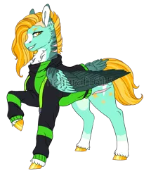 Size: 744x866 | Tagged: safe, artist:malinraf1615, derpibooru import, lightning dust, pegasus, pony, alternate hairstyle, chest fluff, clothes, female, grin, headcanon, image, mare, markings, png, raised hoof, redesign, scar, simple background, smiling, solo, sweater, transparent background, unshorn fetlocks