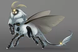 Size: 4443x2958 | Tagged: safe, artist:rico_chan, derpibooru import, oc, ponified, insect, moth, mothpony, original species, pony, fluffy, glowing eyes, hexapod, high res, hoof fluff, image, long tail, png, reference, six legs, solo, stars, wings