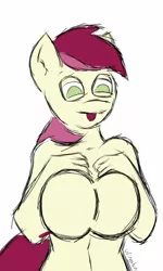 Size: 614x1024 | Tagged: suggestive, artist:wingston, derpibooru import, roseluck, anthro, earth pony, :p, breasts, busty roseluck, digital art, featureless breasts, female, hand on breasts, image, looking down, png, simple background, sketch, solo, solo female, tail, tongue out, white background, wide hips