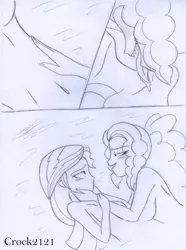 Size: 814x1092 | Tagged: suggestive, artist:crock2121, derpibooru import, adagio dazzle, sunset shimmer, equestria girls, belly button, blushing, breasts, comic, duo, duo female, female, females only, hand, image, jpeg, lesbian, licking, nudity, sex, shipping, sunsagio, tongue out