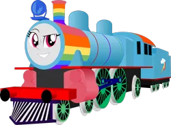Size: 2849x2078 | Tagged: safe, artist:artthriller94, derpibooru import, rainbow dash, equestria girls, dreamworks face, image, inanimate tf, locomotive, not salmon, png, thomas the tank engine, train, trainbow dash, trainified, transformation, wat, why