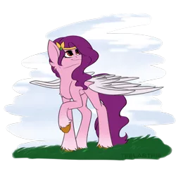 Size: 5000x5000 | Tagged: safe, artist:teelastrie, derpibooru import, pipp petals, pegasus, pony, female, g5, image, jewelry, png, simple background, smiling, solo, tiara, unshorn fetlocks