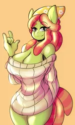 Size: 1170x1935 | Tagged: suggestive, artist:solratic, derpibooru import, tree hugger, anthro, earth pony, breasts, busty tree hugger, clothes, cutie, digital art, image, png, sexy, sketch, stupid sexy tree hugger, sweater
