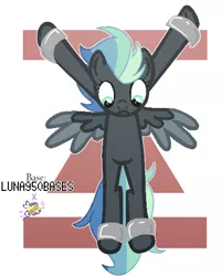 Size: 406x506 | Tagged: safe, alternate version, artist:luna950bases, artist:moonglow-w, derpibooru import, oc, oc:stellar clouds, unofficial characters only, pegasus, pony, base used, bondage, commission, female, image, mare, png, simple background, solo, the washouts, white background, ych result