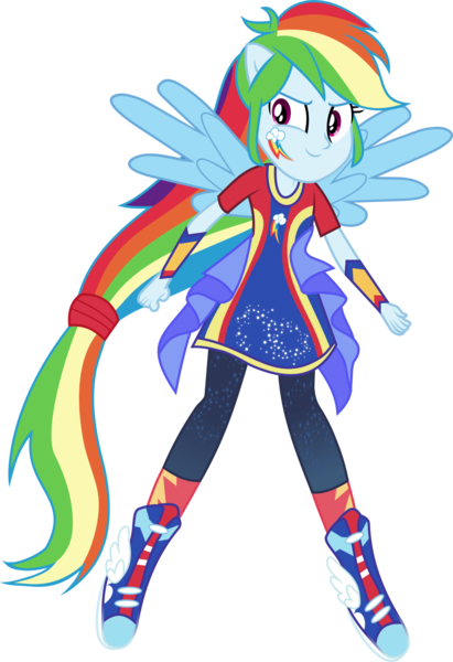 Size: 888x1295 | Tagged: safe, artist:lincolnbrewsterfan, derpibooru import, part of a set, rainbow dash, human, equestria girls, .svg available, alternative cutie mark placement, clothes, derpibooru exclusive, facial cutie mark, glow, gorget, humanized, image, inkscape, long shirt, pants, png, ponied up, pony ears, shoes, simple background, sneakers, solo, sparkles, super ponied up, sweatpants, the elements, transparent background, vector, winged humanization, wings