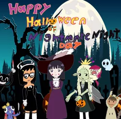 Size: 2543x2478 | Tagged: safe, derpibooru import, roseluck, bendy and the ink machine, bob's burgers, cartoon cat, catghost, clothes, costume, crossover, deet, gelfling, halloween, halloween costume, holiday, hortaru tomoe, hup, image, jpeg, mrs. cuddles, naarah, nightmare night, podling, rise of the teenage mutant ninja turtles, sailor moon, star vs the forces of evil, teenage mutant ninja turtles, the dark crystal, the dark crystal: age of resistance, tina belcher, trevor henderson