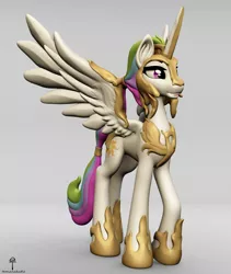 Size: 3200x3800 | Tagged: safe, artist:teonanakatle, derpibooru import, princess celestia, pony, 3d, armor, image, png, solo