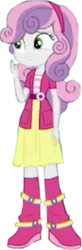 Size: 329x1000 | Tagged: safe, derpibooru import, edit, edited screencap, screencap, sweetie belle, human, equestria girls, equestria girls series, fomo, spoiler:eqg series (season 2), background removed, boots, clothes, cropped, female, image, not a vector, png, shoes, skirt, smiling, solo