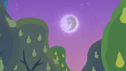Size: 1280x720 | Tagged: safe, derpibooru import, screencap, the perfect pear, background, image, mare in the moon, moon, night, no pony, pear tree, png, scenic ponyville, tree