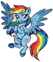 Size: 1102x1280 | Tagged: safe, artist:hannahtailz, derpibooru import, rainbow dash, pegasus, pony, backwards cutie mark, colored hooves, female, image, mare, no pupils, png, simple background, smiling, solo, spread wings, transparent background, wings
