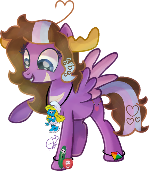 Size: 826x948 | Tagged: safe, artist:greenmarta, derpibooru import, oc, unofficial characters only, pegasus, pony, crossover, image, mixels, png, simple background, smurfs, solo, transparent background, veggietales