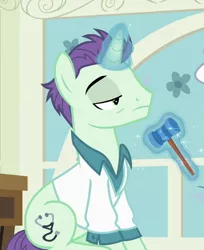 Size: 472x578 | Tagged: safe, derpibooru import, screencap, pony, unicorn, a flurry of emotions, clothes, cropped, doctor, dr. steth, image, magic, male, png, ponyville hospital, stallion