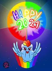 Size: 2800x3800 | Tagged: safe, artist:darkprinceismyname, derpibooru import, rainbow dash, pegasus, 2021, happy new year, holiday, image, night, open mouth, png, solo, sonic rainboom