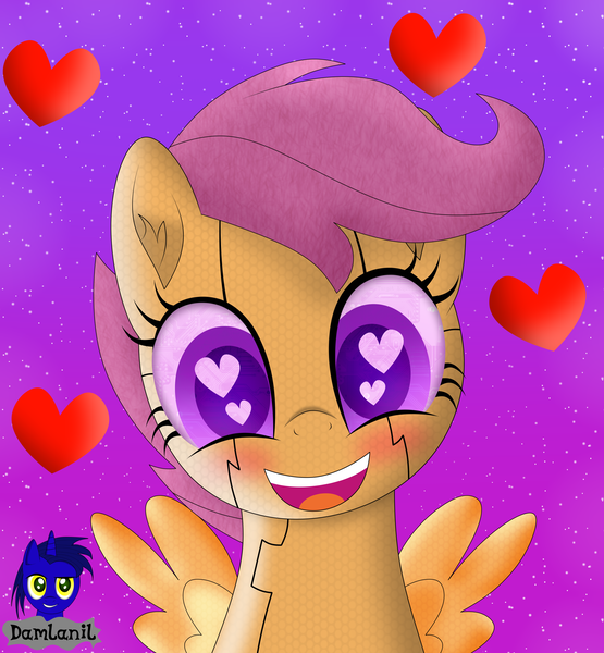 Size: 3840x4154 | Tagged: safe, artist:damlanil, derpibooru import, scootaloo, pegasus, pony, robot, robot pony, blushing, cute, cutealoo, female, filly, gynoid, happy, heart, heart eyes, image, looking at you, mare, open mouth, png, scootabot, simple background, smiling, vector, weapons-grade cute, wingding eyes, wings