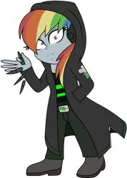 Size: 1208x1692 | Tagged: safe, artist:enderboy1908, derpibooru import, rainbow dash, cyborg, elements of insanity, equestria girls, demented six, image, png, possessed, rainbine, scout, simple background, team fortress 2, transparent background