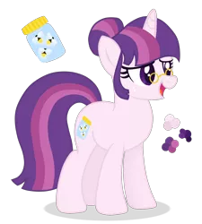 Size: 2700x3000 | Tagged: safe, artist:magicuniclaws, derpibooru import, oc, pony, unicorn, female, glasses, image, magical lesbian spawn, mare, offspring, parent:moondancer, parent:twilight sparkle, parents:twidancer, png, simple background, solo, transparent background