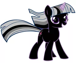 Size: 4000x3333 | Tagged: safe, artist:arteom, derpibooru import, twilight sparkle, oc, oc:darklight sparkle, unofficial characters only, pony, unicorn, cutie mark, dark, dark pony, female, grin, image, inkscape, looking at you, mare, png, recolor, simple background, smiling, solo, unicorn twilight, vector, white background, wind, windswept mane